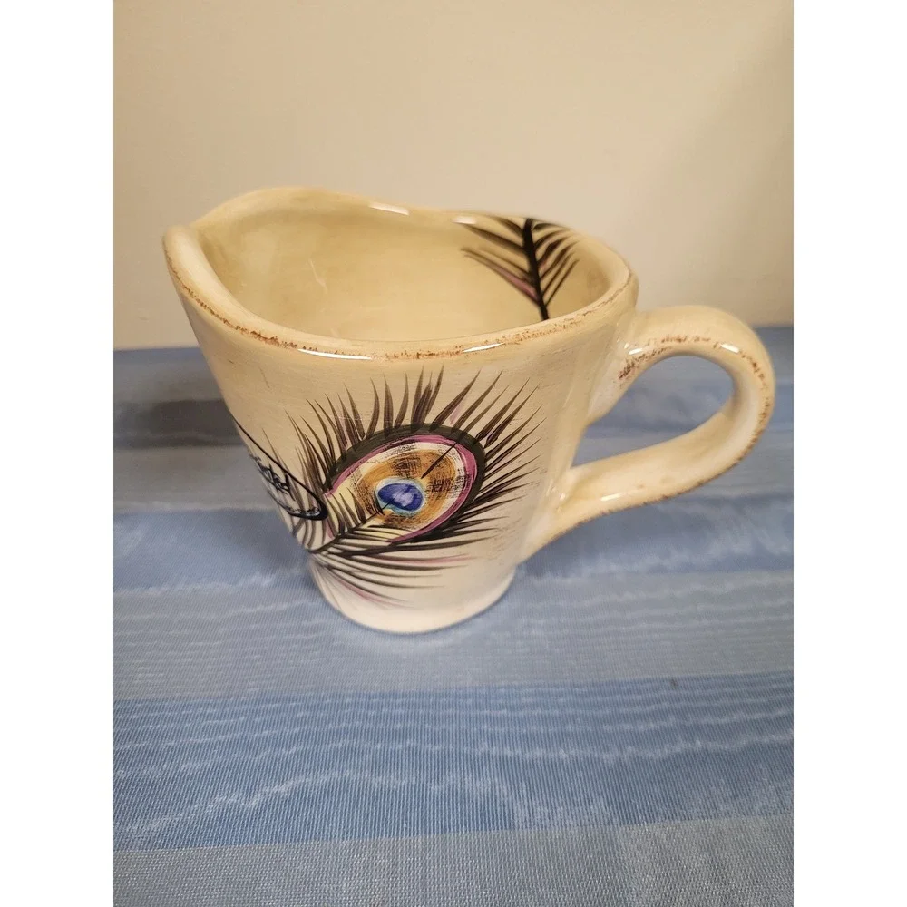 Tabletops Peacock Hand Painted NWT Cream Ceramic‎ Sugar Bowl & Creamer Gift Set